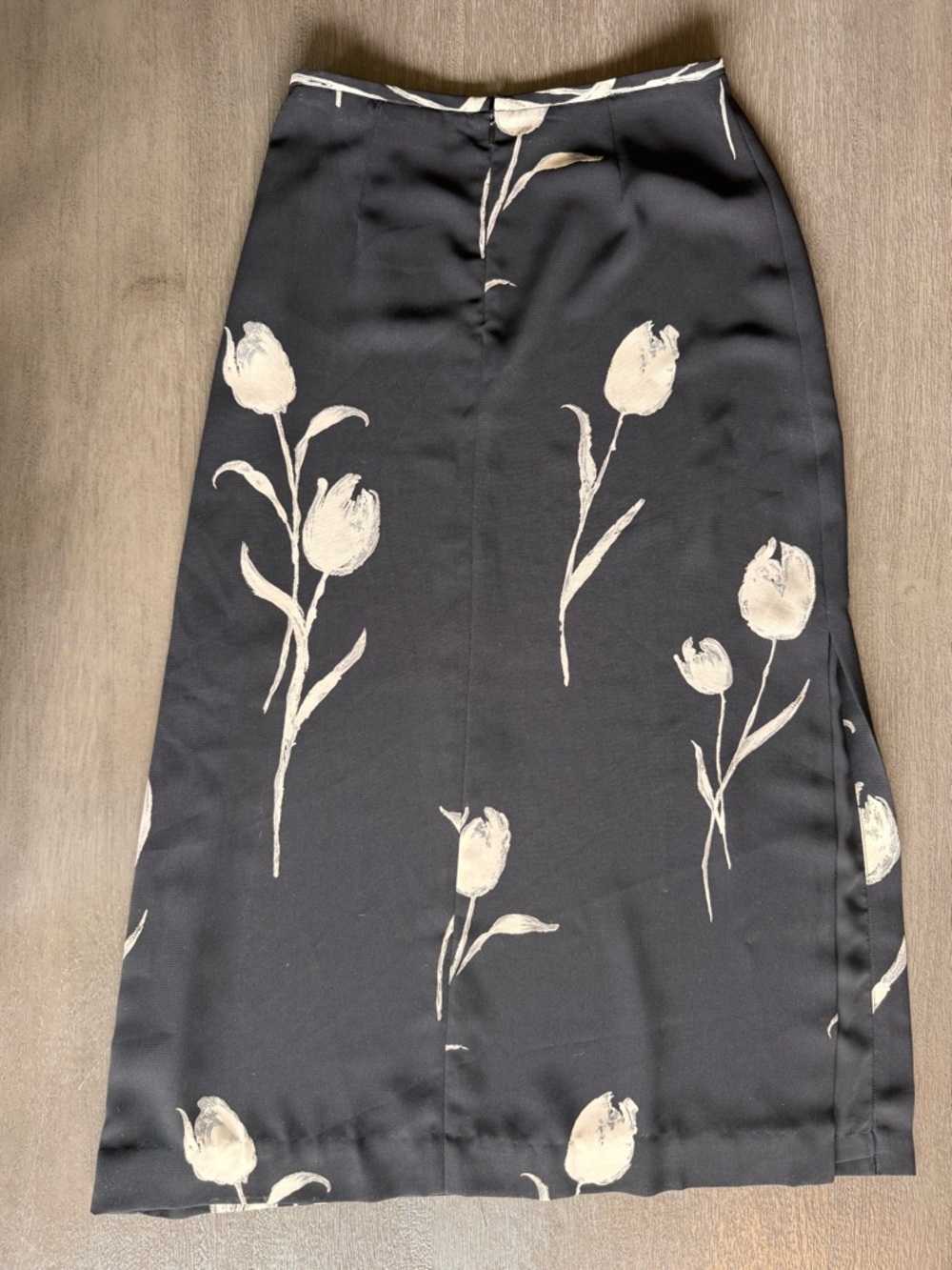 Vintage Black Maxi Skirt Greige Floral Print Liz Claiborne 4 S - Picture 3 of 8